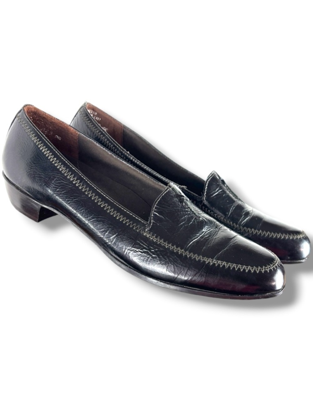 Munro American Lauren Black Leather Loafer Slip On Comfort 7.5N USA